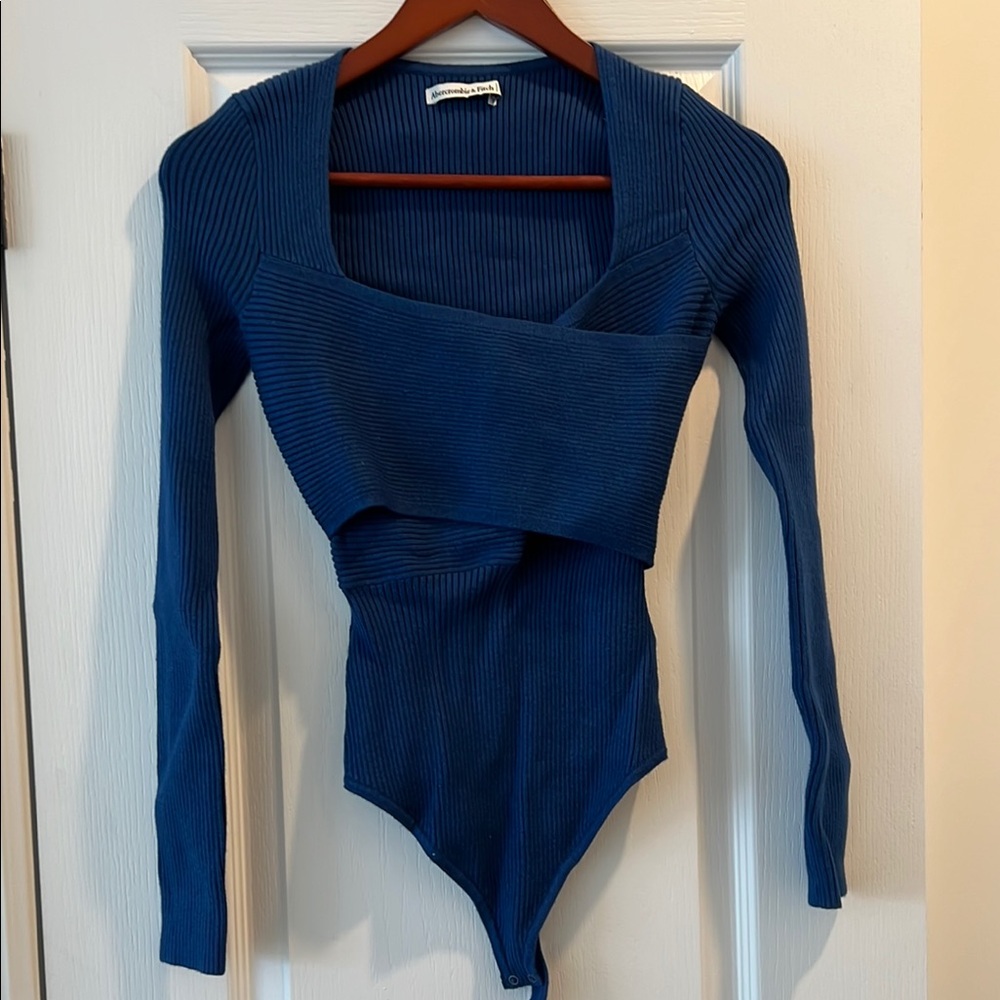 Abercrombie & Fitch Blue Bodysuit with Square Neckline